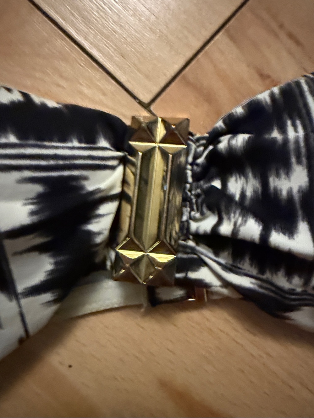 BCBGMaxAzria Black & White Bandeau Swim Top with Gold Accent - Picture 4 of 5